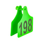 Бирка двойная СКС (61 * 80 мм) зелёная с номером (под щипцы СКС с иглой), 100 шт