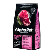ALPHAPET для щенков, беременных и кормящих собак средних пород (ГОВЯДИНА, РИС), 2 кг