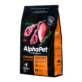 ALPHAPET для взрослых стерилизованных кошек и котов (ЯГНЕНОК, ИНДЕЙКА), 1,5 кг