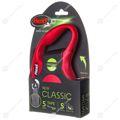 Рулетка CLASSIC S (5 м, 15 кг) ремень, красный, FLEXI