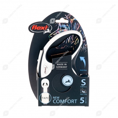 Рулетка COMFORT S (5 м, до 15 кг) ремень, чёрный, FLEXI