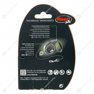 Рулетка BLACK DESIGN XS (3 м, 8 кг) трос, синий, FLEXI
