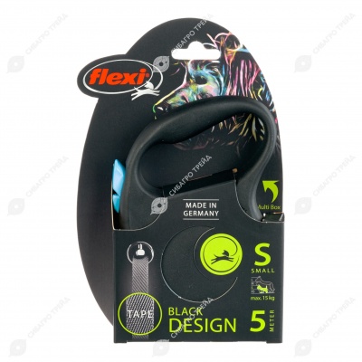 Рулетка BLACK DESIGN S (5 м, 15 кг) ремень, синий, FLEXI