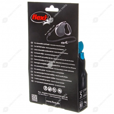 Рулетка SAFARI M (5 м, 20 кг) синий жираф, FLEXI
