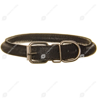 Ошейник кожаный CORD (КРУГЛЫЙ) цветной, d 1 см, пряжка 1,6 см, 46 - 52 см