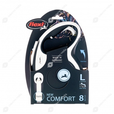 Рулетка COMFORT L (8 м, до 50 кг) ремень, чёрный. FLEXI.