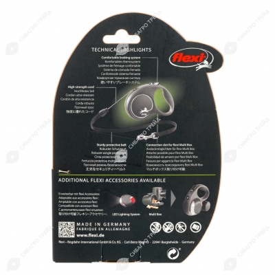 Рулетка BLACK DESIGN L (5 м, 50 кг) ремень, зелёный, FLEXI