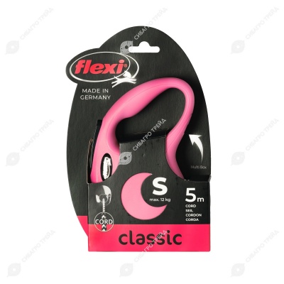 Рулетка CLASSIC S (5 м, 12 кг) трос, розовый, FLEXI