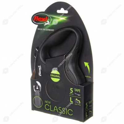 Рулетка CLASSIC L (5 м, 50 кг) ремень, чёрный, FLEXI