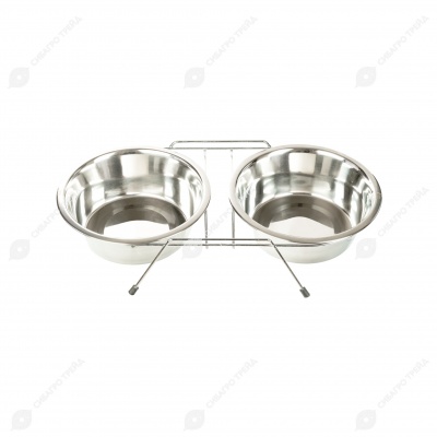 Миски металлические на подставке 2 * 0,35 л, DOGMAN