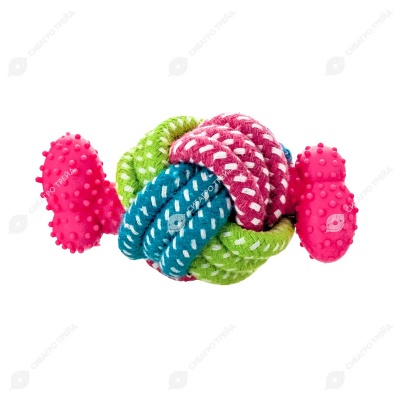 Игрушка WOGY Косточка 10 см с клубком 6 см для собак, микс
